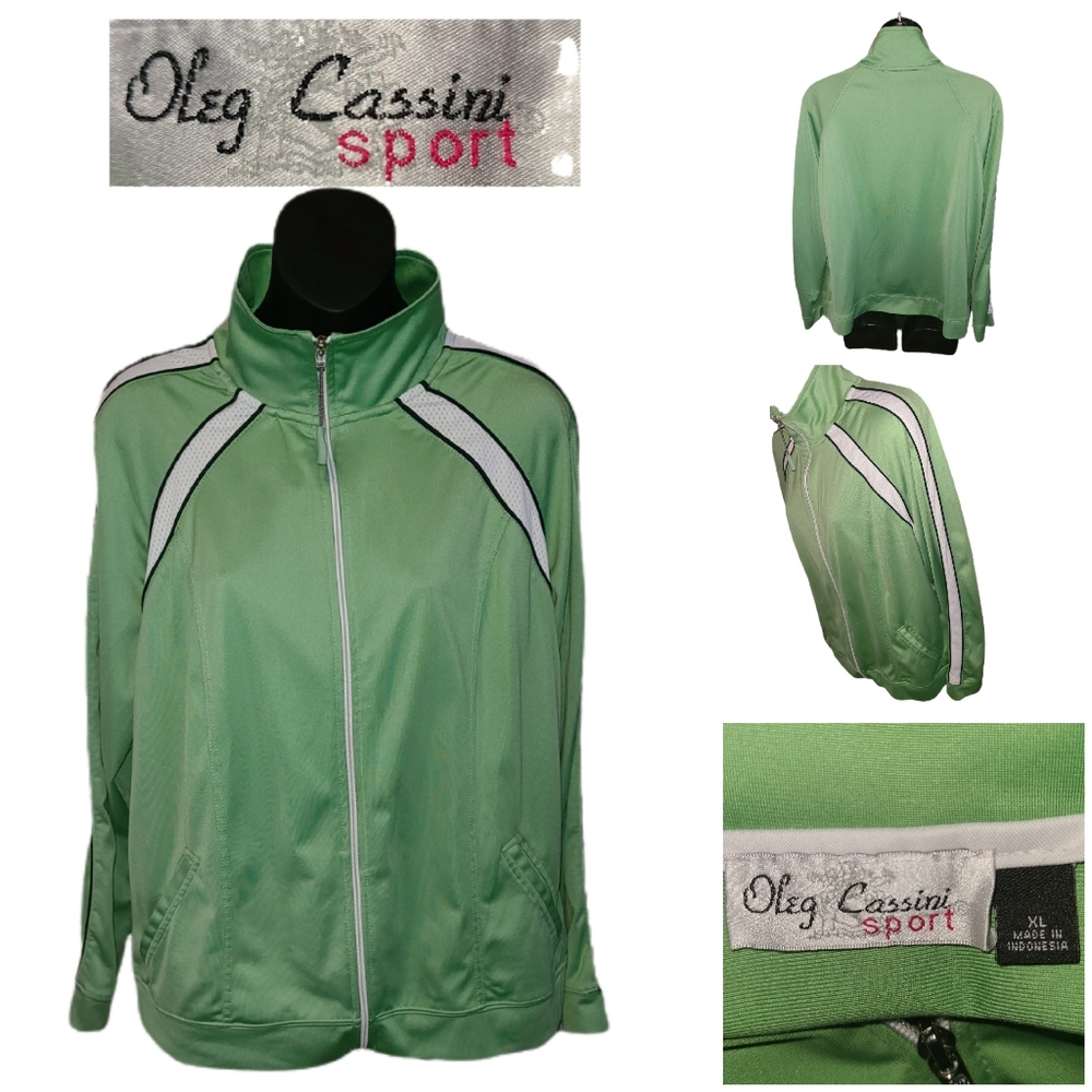 OLEG CASSINI SPORT GREEN DESIGNER TRACK JACKET